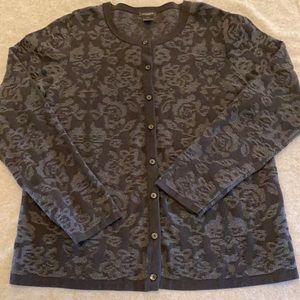 Ann Taylor Factory Jacquard Black and Gray cardigan